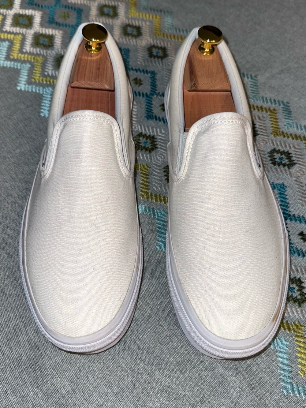 Vans White Canvas Slip-On Loafers